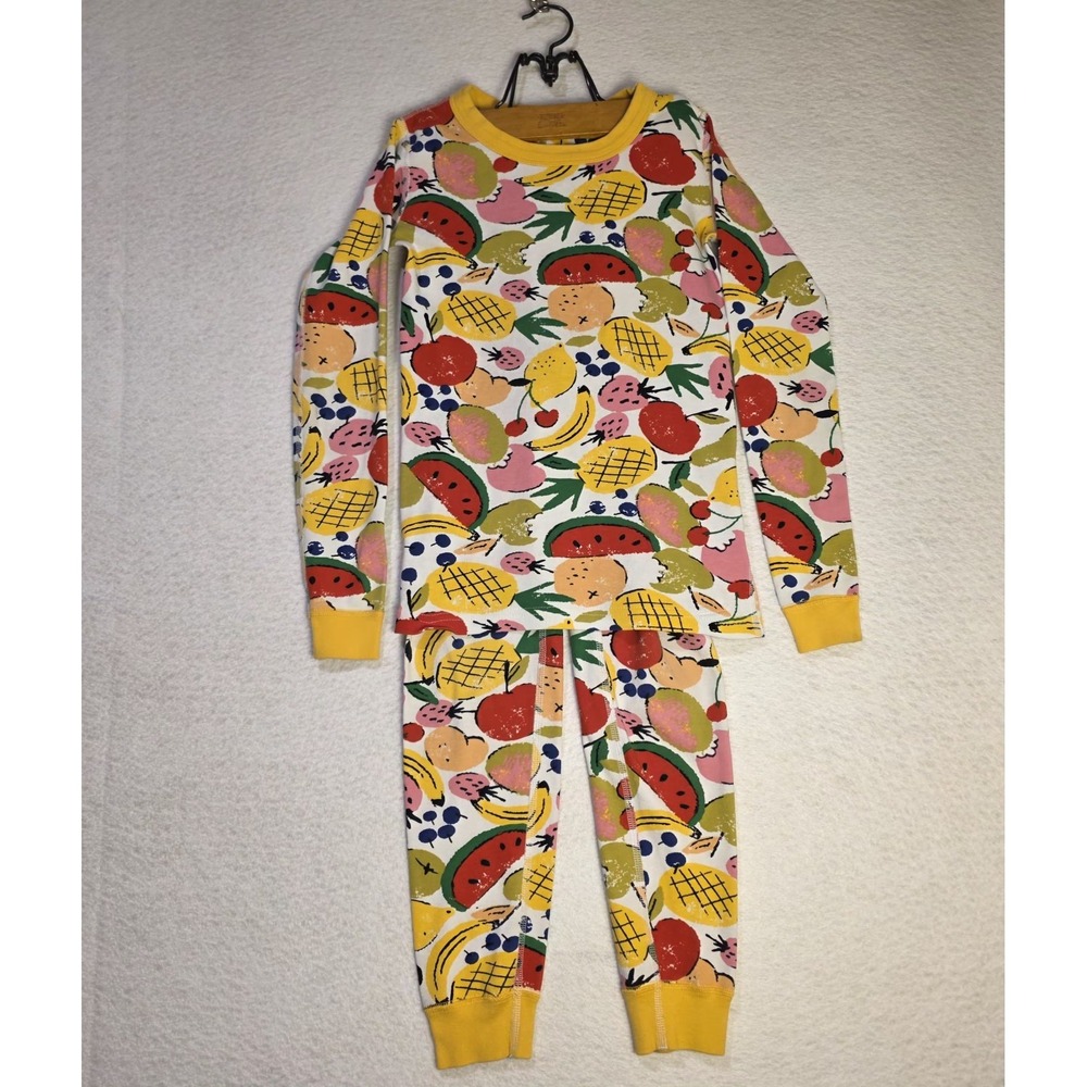 Hanna Andersson Fruit Salad Pajamas Euro 140 US 10 Yellow PJ's Sleep Watermelon‎